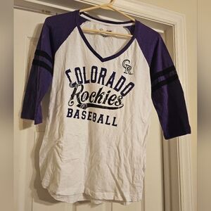 NWOT Colorado Rockies 3/4 Sleeve Shirt. Size:S.